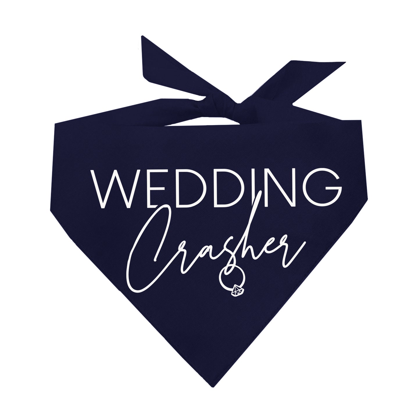 Wedding Crasher Dog Bandana (White Print) | 100% Natural Cotton Triangle | Made in USA | Funny Wedding Pet Accessory