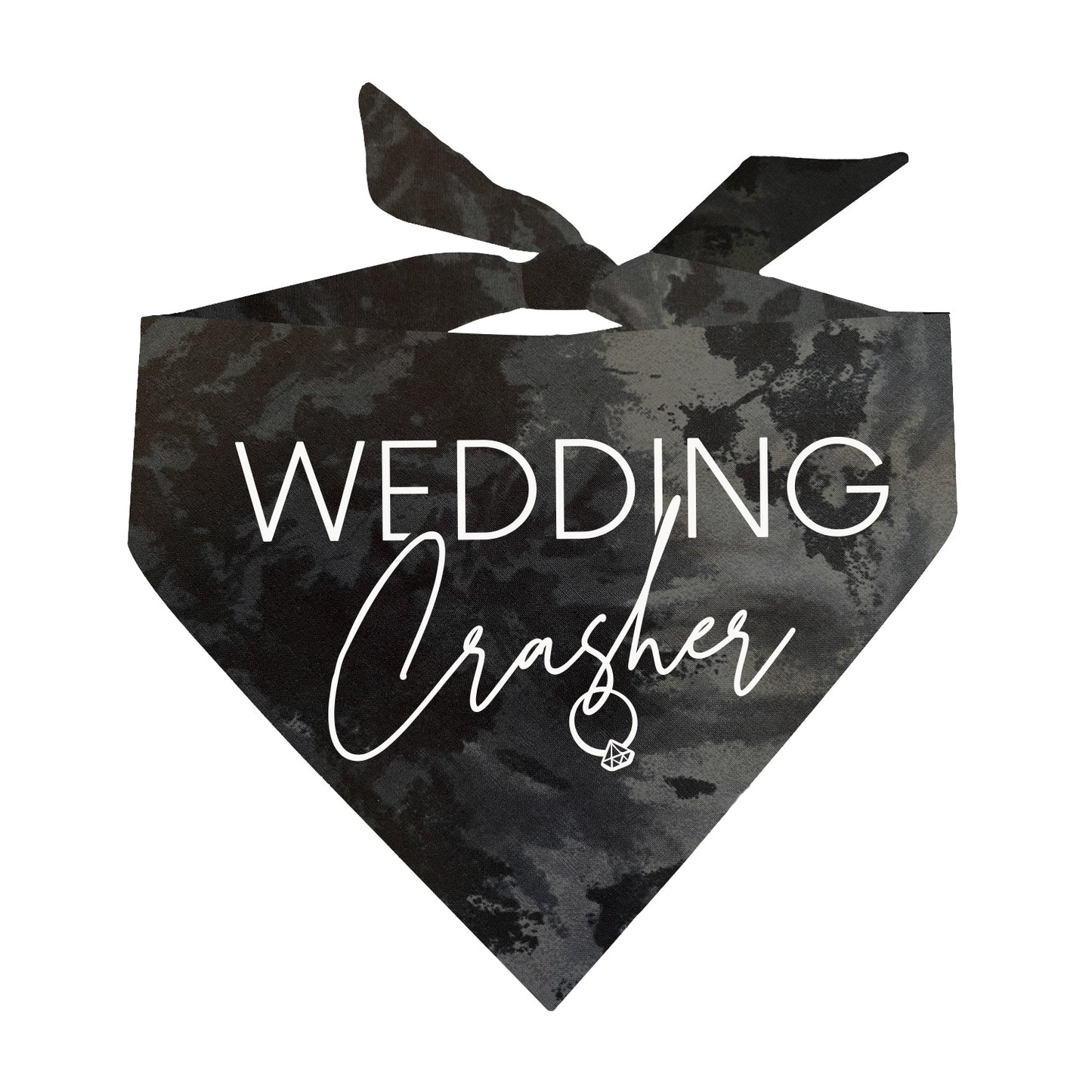 Wedding Crasher Dog Bandana (White Print) | 100% Natural Cotton Triangle | Made in USA | Funny Wedding Pet Accessory