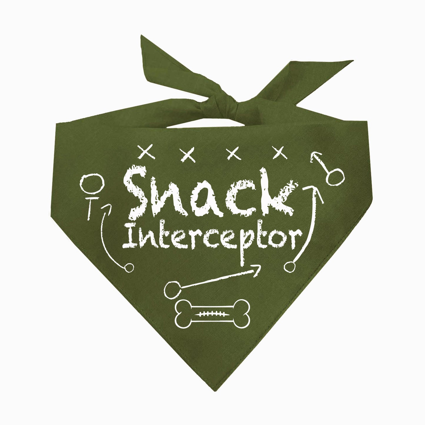 Snack Interceptor Dog Bandana | 100% Natural Cotton Triangle | Made in USA | Funny Food-Loving Pet Accessory