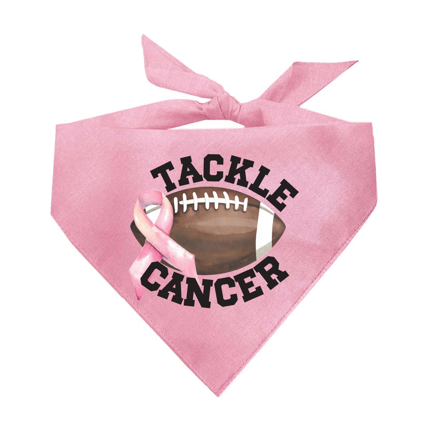 Tackle Cancer Dog Bandana | 100% Natural Cotton Triangle | Made in USA | Awareness & Support Pet Accessory