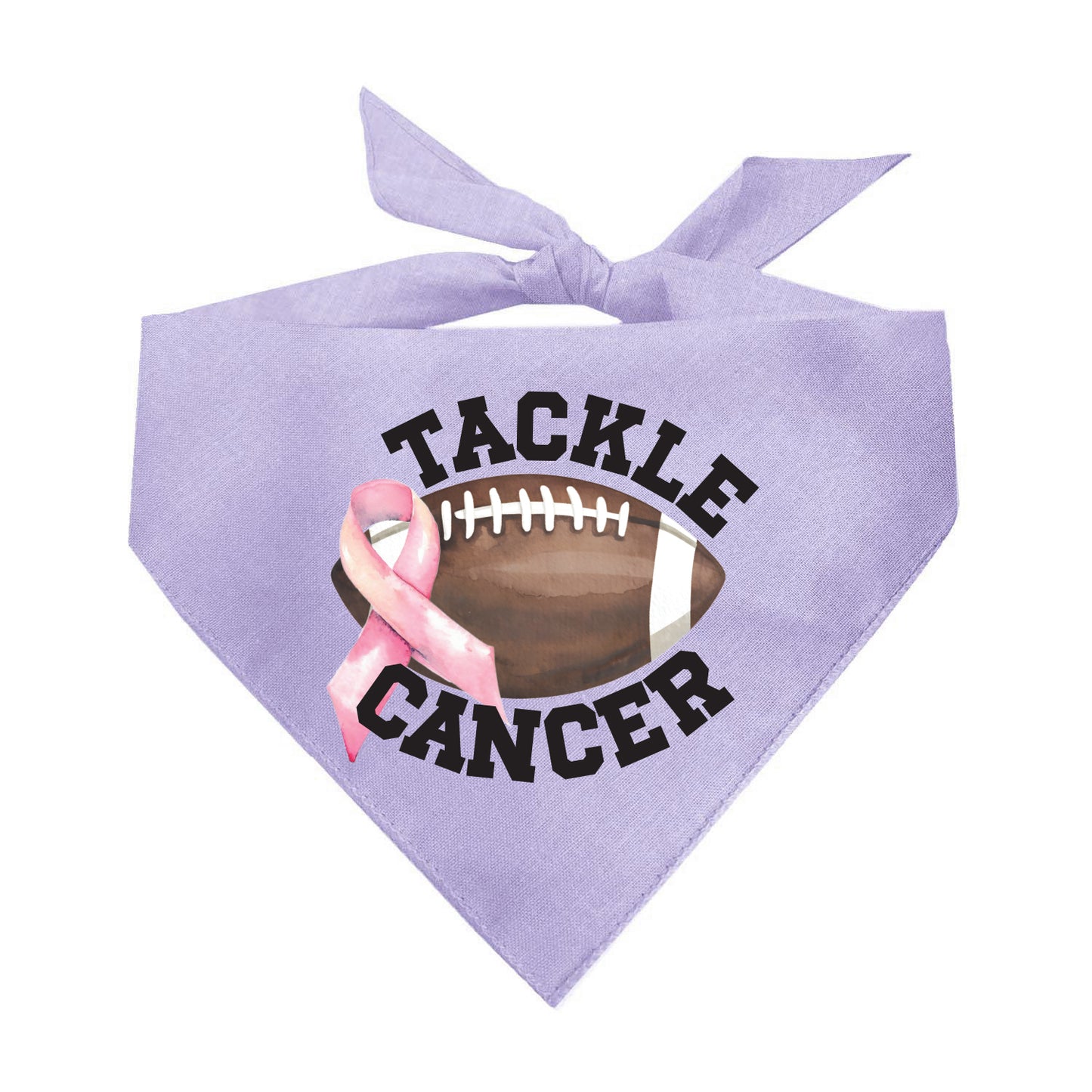 Tackle Cancer Dog Bandana | 100% Natural Cotton Triangle | Made in USA | Awareness & Support Pet Accessory