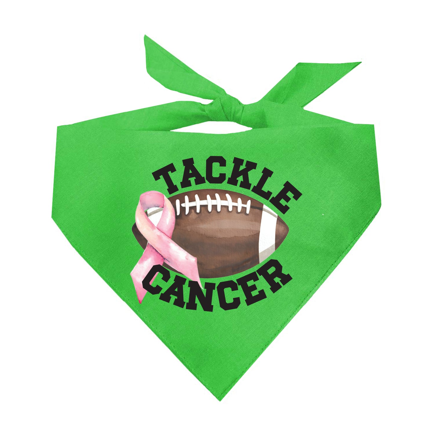 Tackle Cancer Dog Bandana | 100% Natural Cotton Triangle | Made in USA | Awareness & Support Pet Accessory