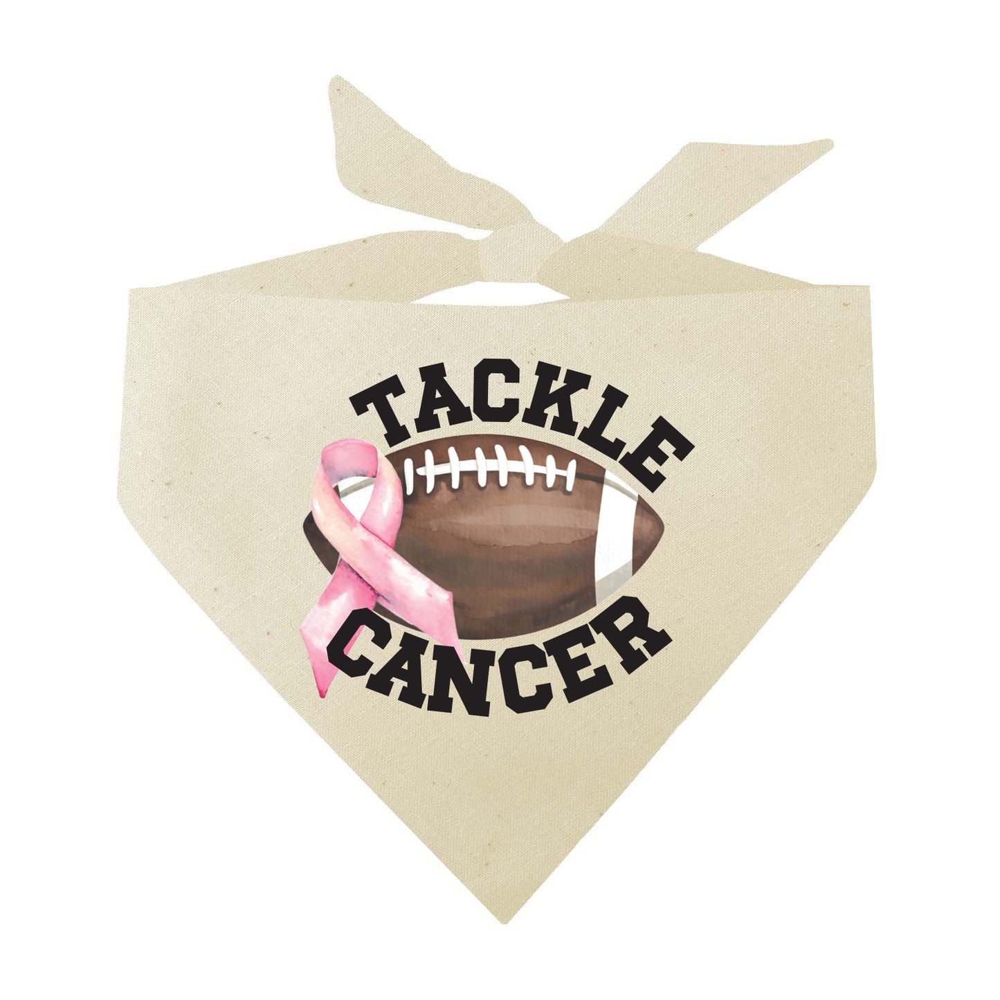 Tackle Cancer Dog Bandana | 100% Natural Cotton Triangle | Made in USA | Awareness & Support Pet Accessory