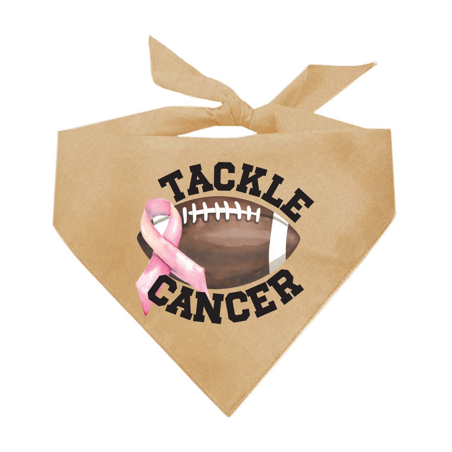 Tackle Cancer Dog Bandana | 100% Natural Cotton Triangle | Made in USA | Awareness & Support Pet Accessory