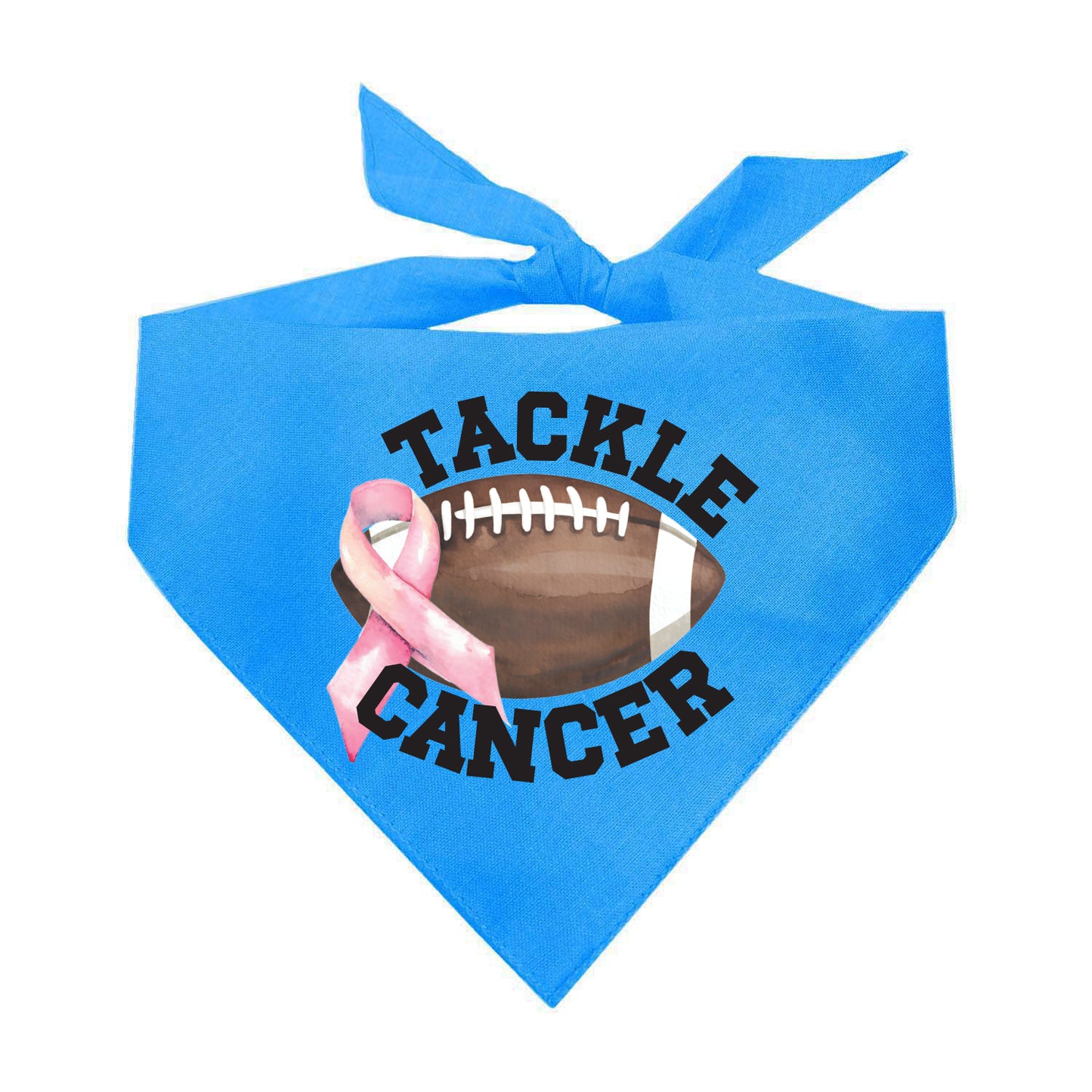 Tackle Cancer Dog Bandana | 100% Natural Cotton Triangle | Made in USA | Awareness & Support Pet Accessory