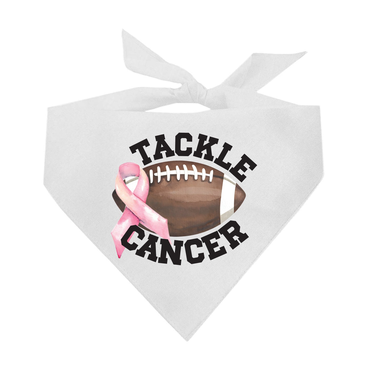 Tackle Cancer Dog Bandana | 100% Natural Cotton Triangle | Made in USA | Awareness & Support Pet Accessory