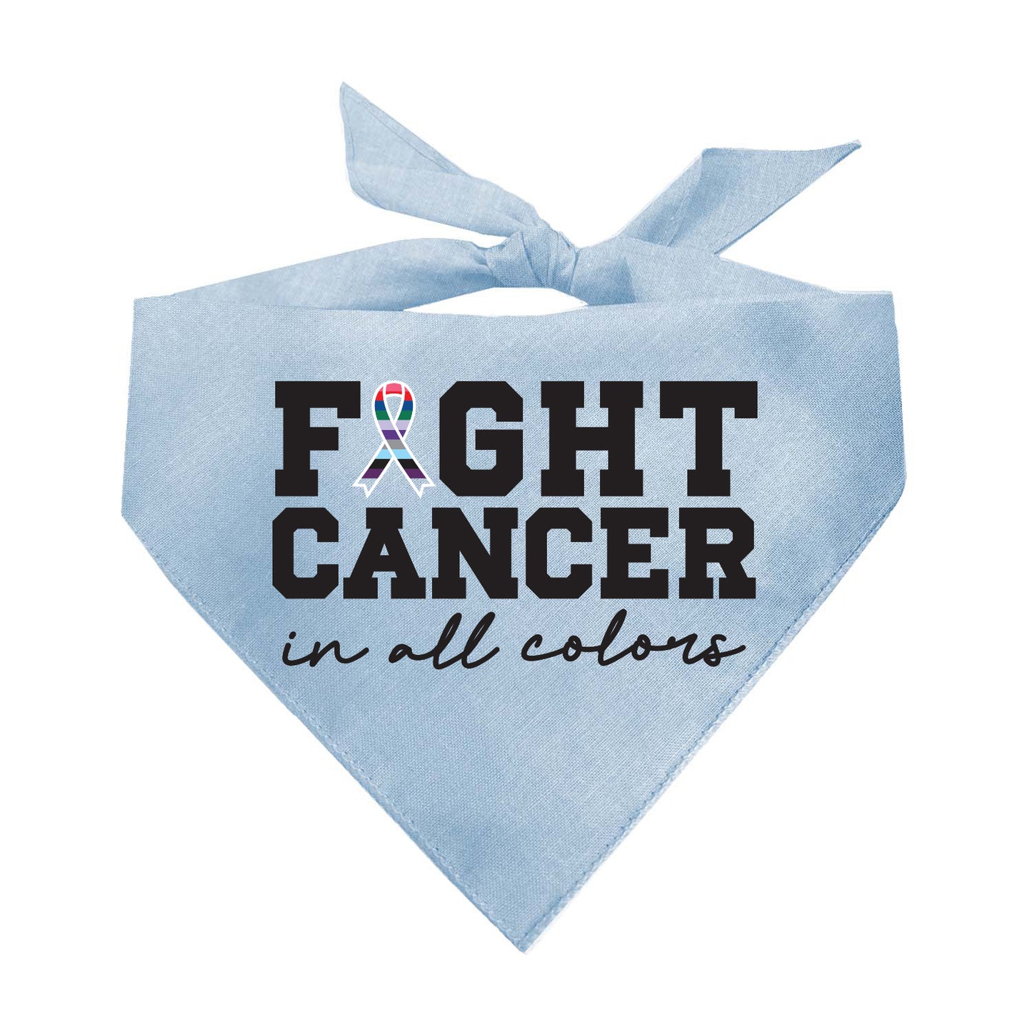 Fight Cancer in All Colors Dog Bandana | 100% Natural Cotton Triangle | Made in USA | Awareness & Support Pet Accessory