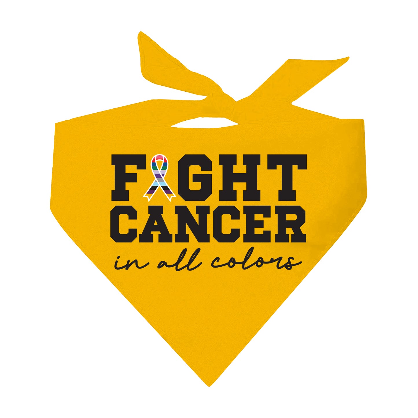 Fight Cancer in All Colors Dog Bandana | 100% Natural Cotton Triangle | Made in USA | Awareness & Support Pet Accessory