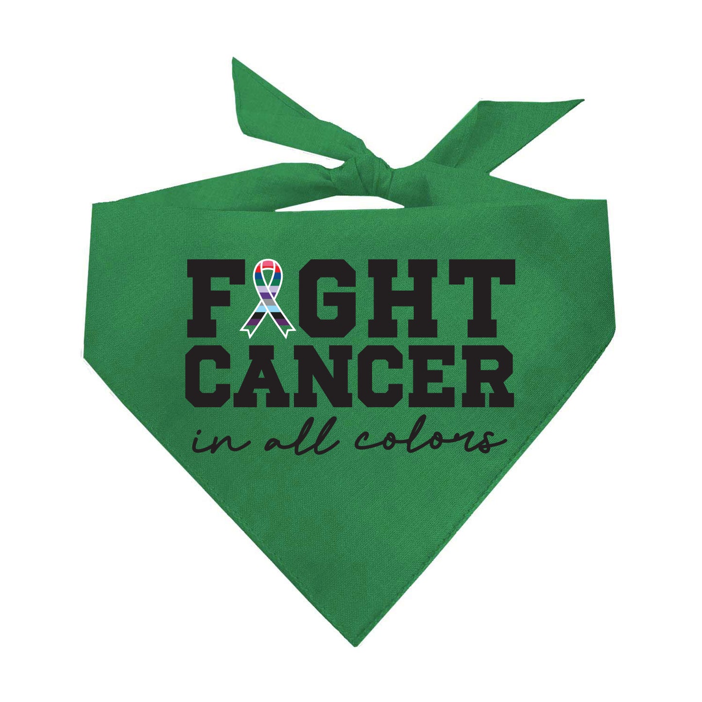 Fight Cancer in All Colors Dog Bandana | 100% Natural Cotton Triangle | Made in USA | Awareness & Support Pet Accessory