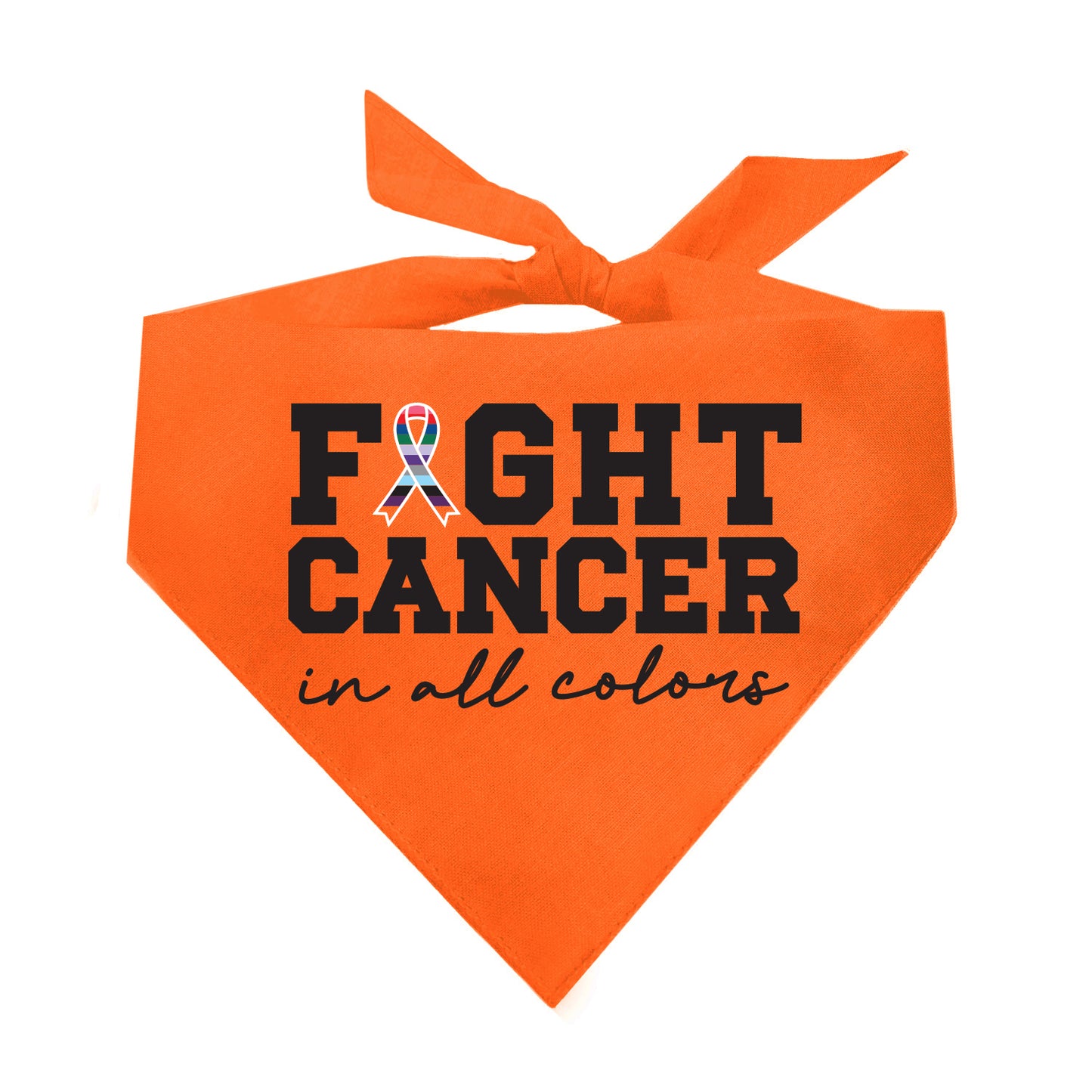 Fight Cancer in All Colors Dog Bandana | 100% Natural Cotton Triangle | Made in USA | Awareness & Support Pet Accessory