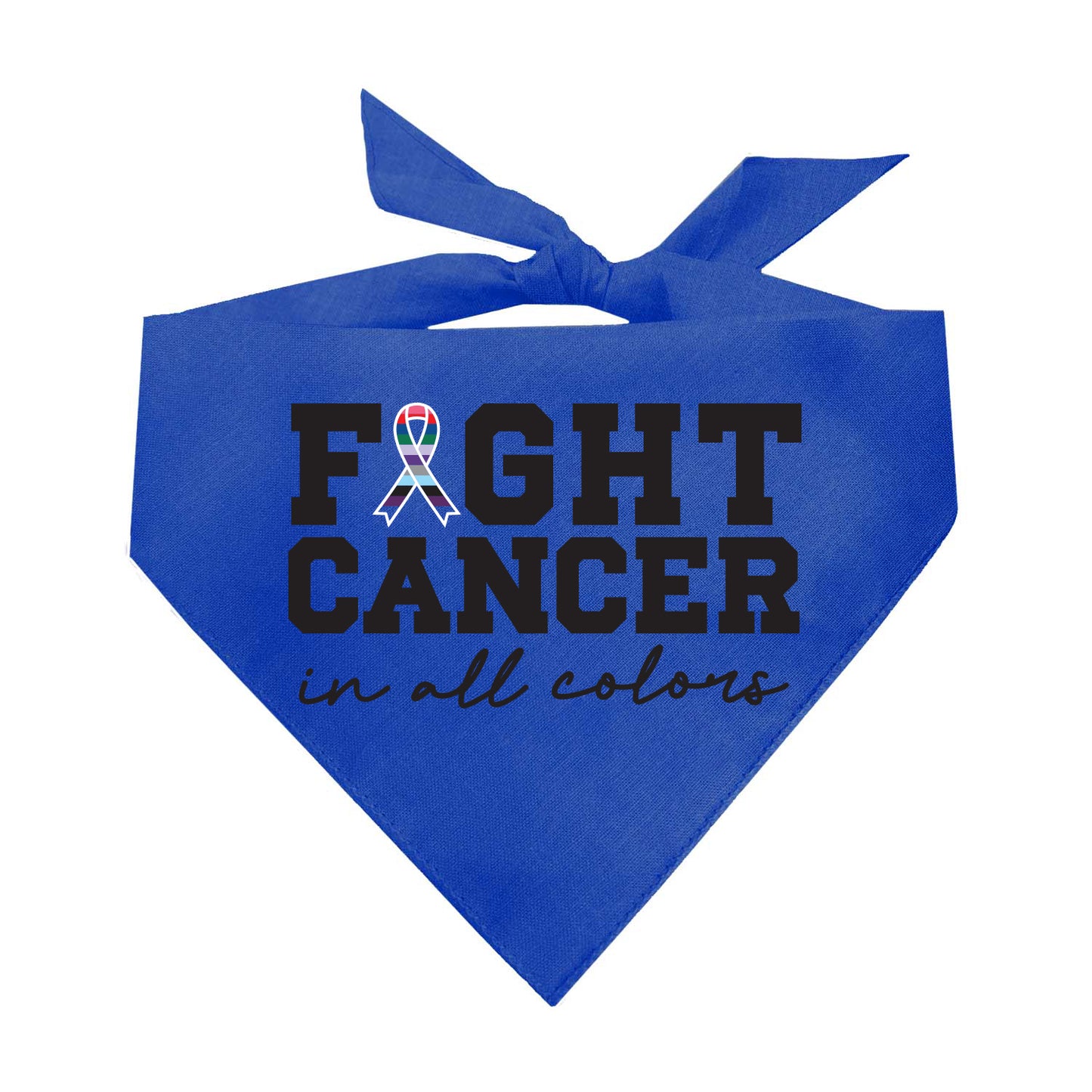 Fight Cancer in All Colors Dog Bandana | 100% Natural Cotton Triangle | Made in USA | Awareness & Support Pet Accessory