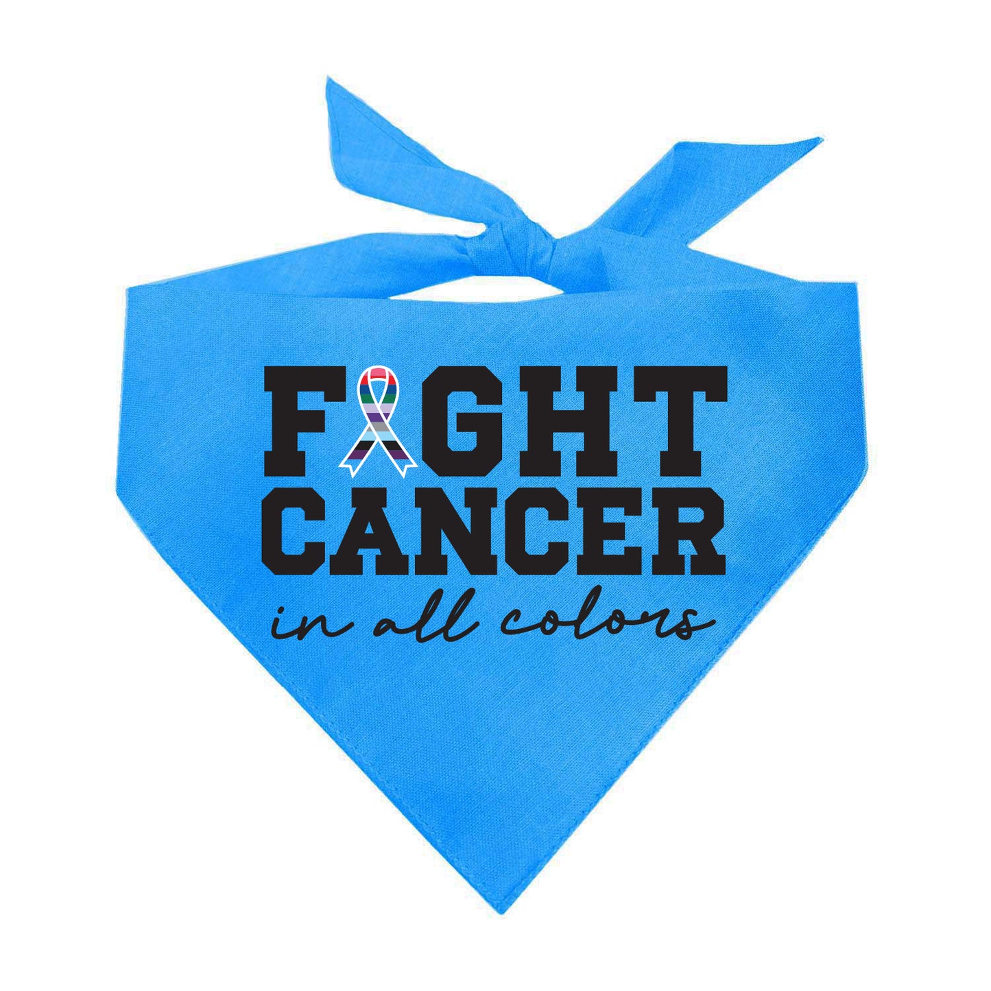 Fight Cancer in All Colors Dog Bandana | 100% Natural Cotton Triangle | Made in USA | Awareness & Support Pet Accessory