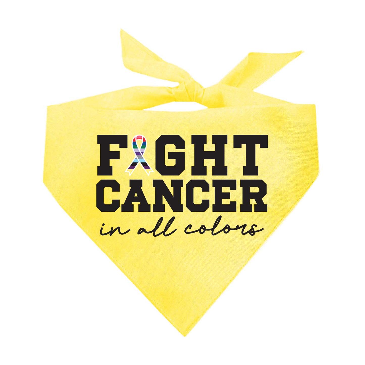 Fight Cancer in All Colors Dog Bandana | 100% Natural Cotton Triangle | Made in USA | Awareness & Support Pet Accessory
