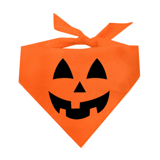 Jack-O’-Lantern – Dog Bandana | Halloween Pet Accessory | Soft Cotton Triangle | Pumpkin Face Design