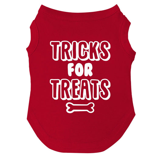 Tricks for Treats Dog Tee | Soft Cotton Blend | Made in USA | Halloween Dog Shirt | Funny Pet Apparel