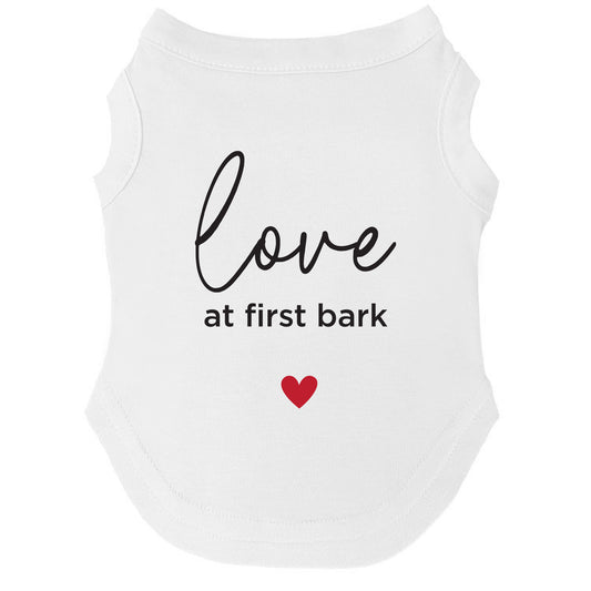 Love at First Bark Dog Tee | Soft Cotton Blend | Made in USA | Valentine’s Day Pet Outfit | Cute Pup Apparel