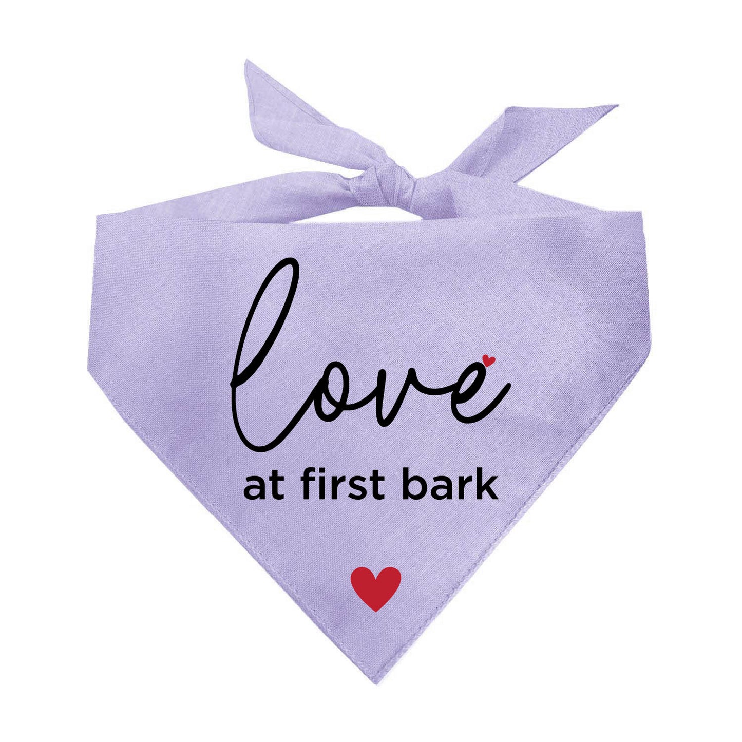 Love at First Bark Dog Bandana | 100% Natural Cotton Triangle | Made in USA | Valentine’s Day Pet Outfit | Puppy Love Accessory