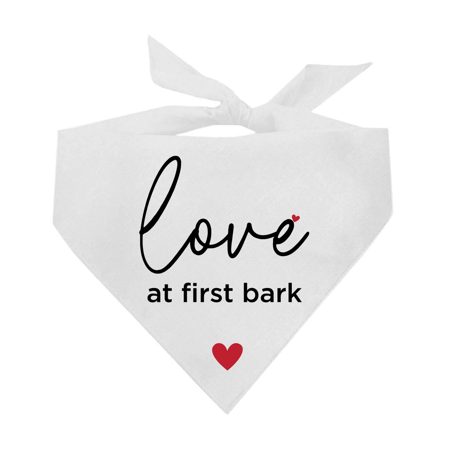 Love at First Bark Dog Bandana | 100% Natural Cotton Triangle | Made in USA | Valentine’s Day Pet Outfit | Puppy Love Accessory