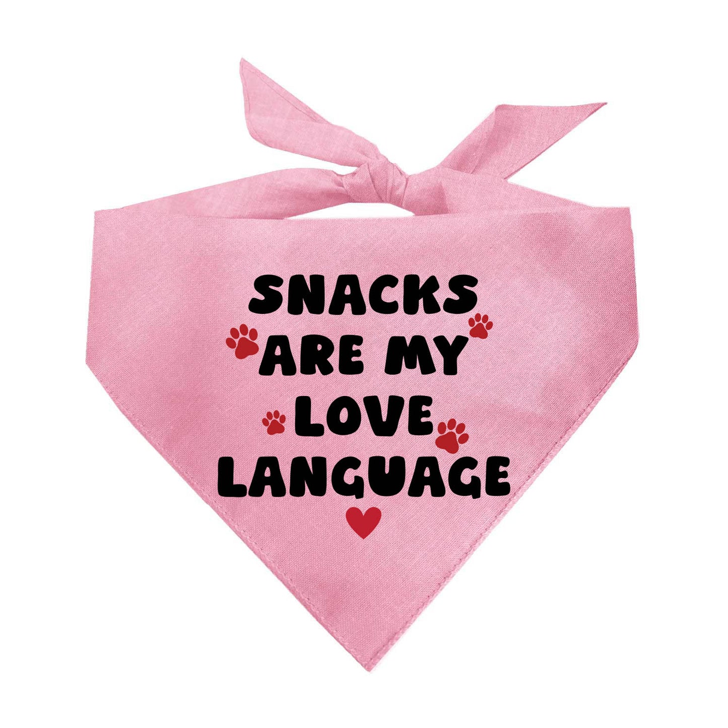 Snacks Are My Love Language Dog Bandana | 100% Natural Cotton Triangle | Made in USA | Valentine’s Day Pet Outfit | Puppy Treat Accessory