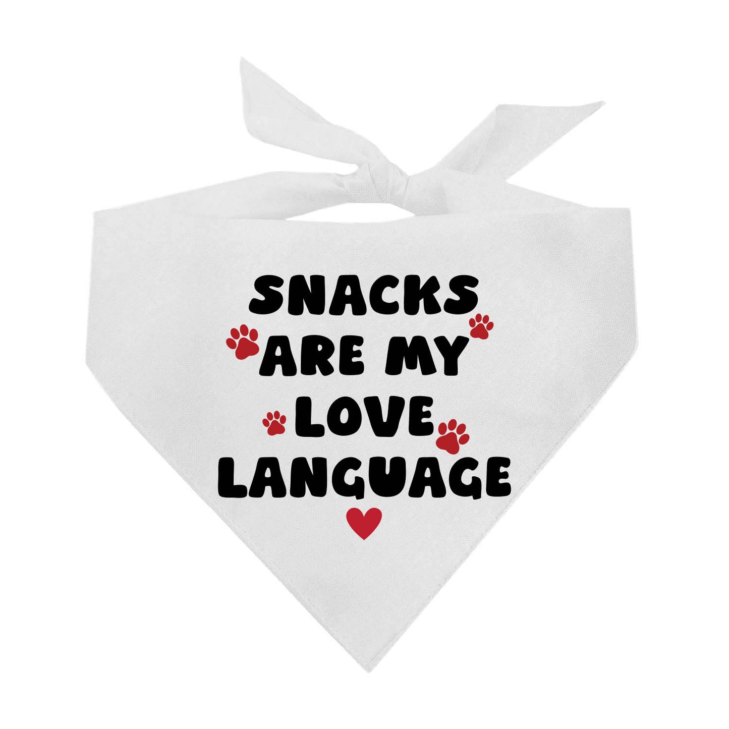 Snacks Are My Love Language Dog Bandana | 100% Natural Cotton Triangle | Made in USA | Valentine’s Day Pet Outfit | Puppy Treat Accessory