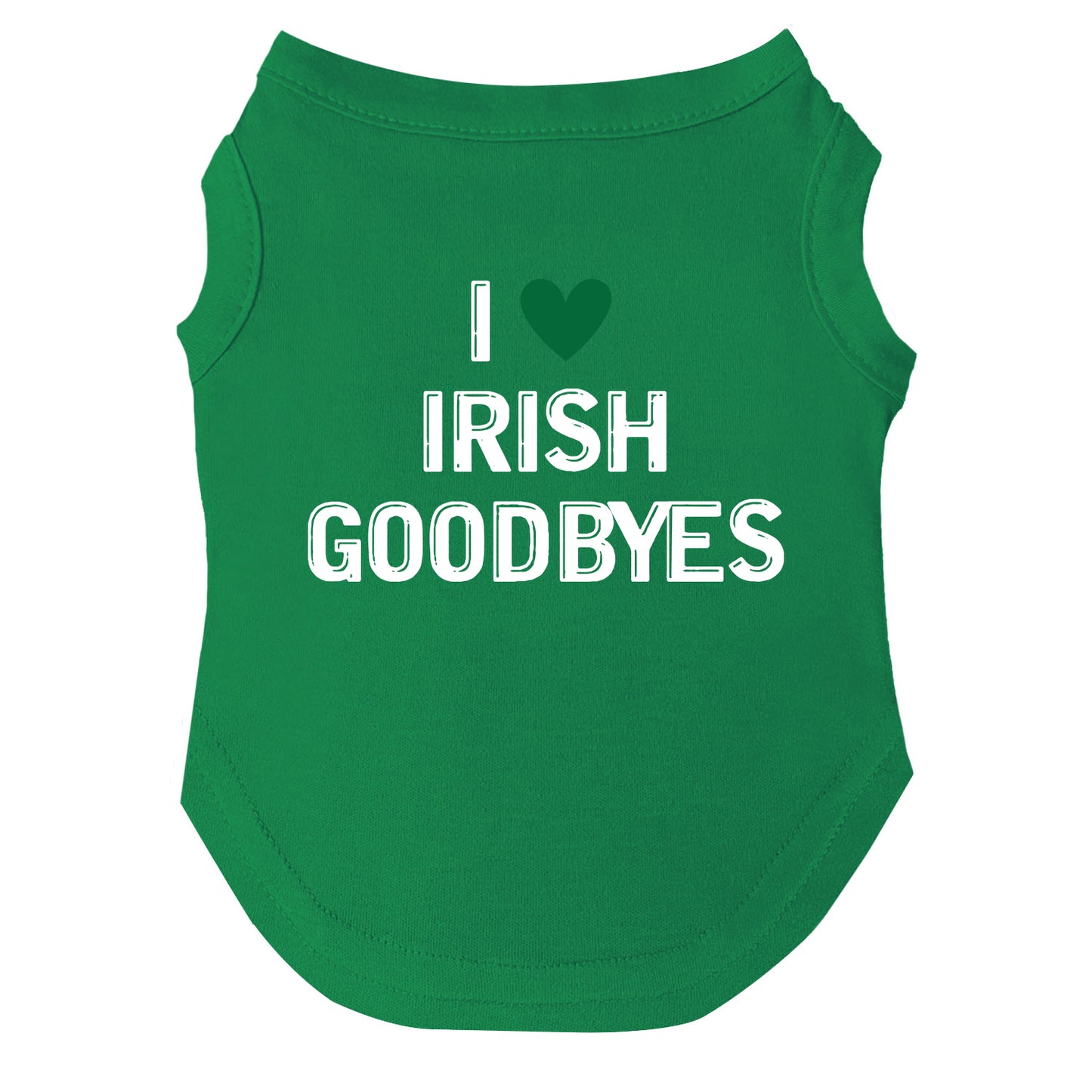 I Heart Irish Goodbyes Dog Tee | Soft Cotton Blend | Made in USA | St. Patrick’s Day Dog Shirt | Funny Irish Pet Apparel