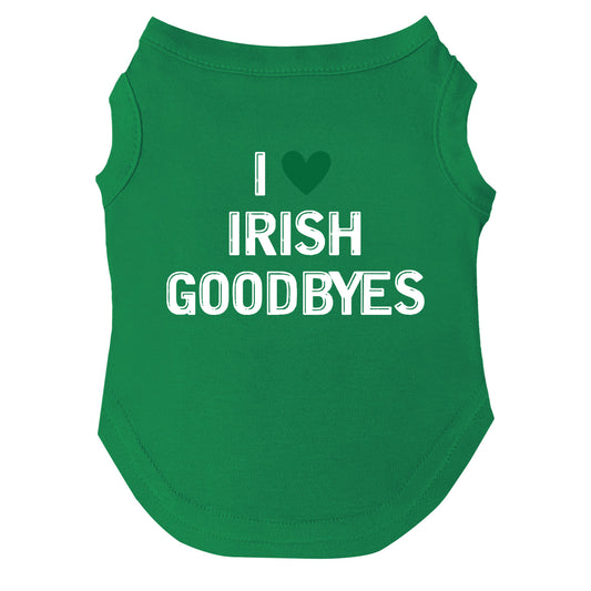I Heart Irish Goodbyes Dog Tee | Soft Cotton Blend | Made in USA | St. Patrick’s Day Dog Shirt | Funny Irish Pet Apparel
