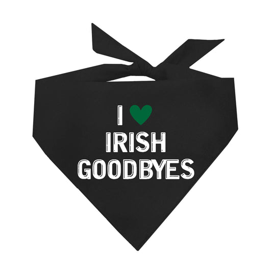 I Heart Irish Goodbyes Dog Bandana | 100% Natural Cotton Triangle | Made in USA | St. Patrick’s Day Pet Outfit | Festive Pup Accessory