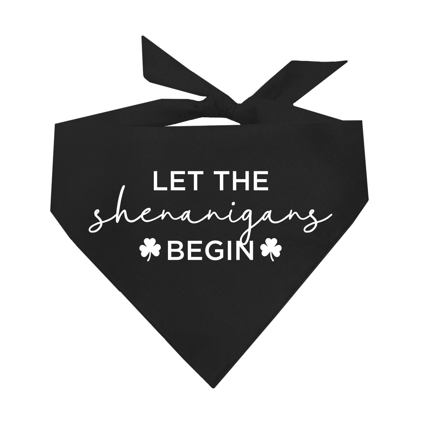 Let the Shenanigans Begin Dog Bandana | 100% Natural Cotton Triangle | Made in USA | St. Patrick’s Day Pet Outfit | Festive Pup Accessory
