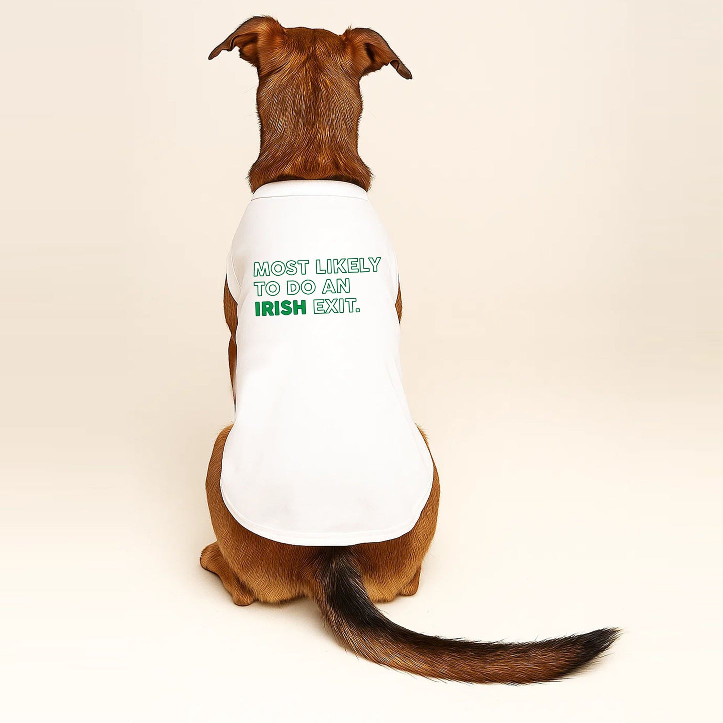 Most Likely to Do an Irish Exit Dog Tee | Soft Cotton Blend | Made in USA | St. Patrick’s Day Dog Shirt | Funny Irish Pet Apparel