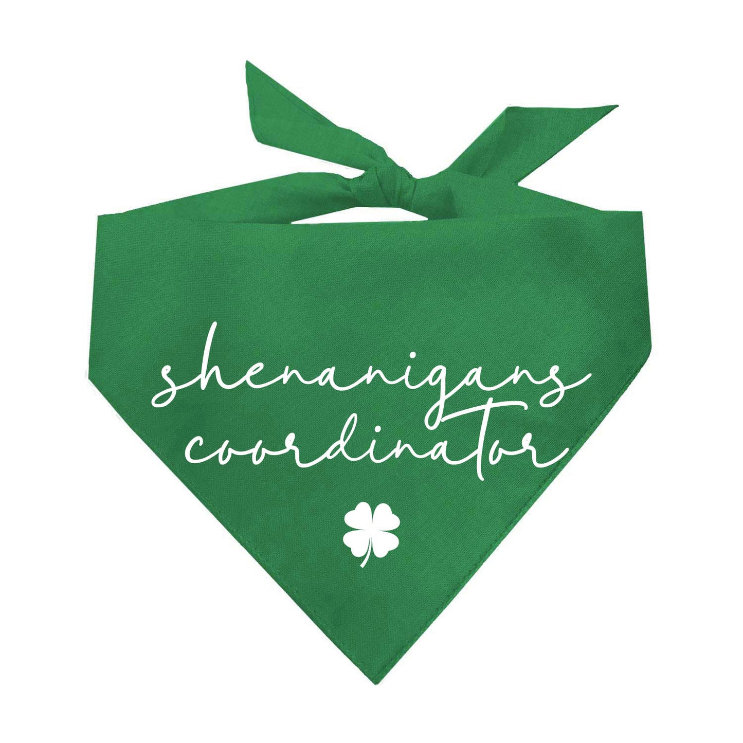 Shenanigans Coordinator Dog Bandana | 100% Natural Cotton Triangle | Made in USA | St. Patrick’s Day Pet Outfit | Festive Pup Accessory