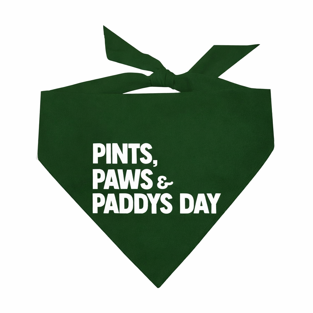 Pints, Paws & Paddy’s Day Dog Bandana | 100% Natural Cotton Triangle | Made in USA | St. Patrick’s Day Pet Outfit | Festive Pup Accessory