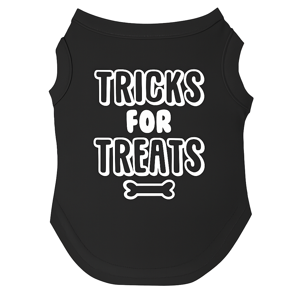 Tricks for Treats Dog Tee | Soft Cotton Blend | Made in USA | Halloween Dog Shirt | Funny Pet Apparel