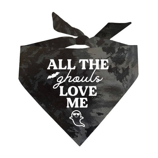 All The Ghouls Love Me Halloween Scrunch Tie Dye Pattern Dog Bandana