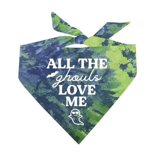 All The Ghouls Love Me Halloween Scrunch Tie Dye Pattern Dog Bandana