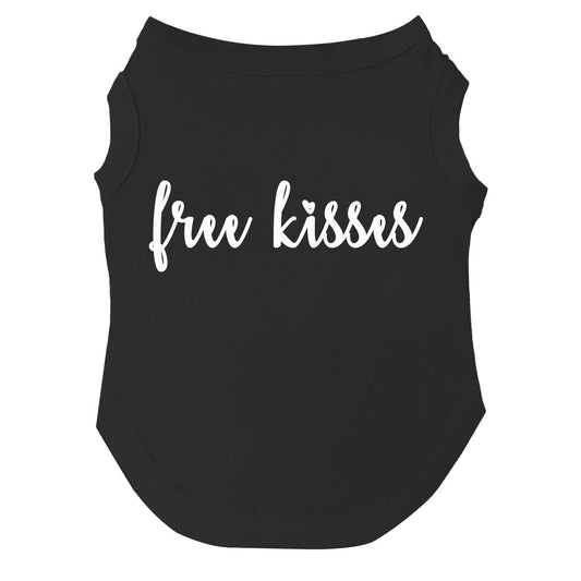 Free Kisses Dog Tee | Soft Cotton Blend | Made in USA | Cute & Funny Pet Outfit