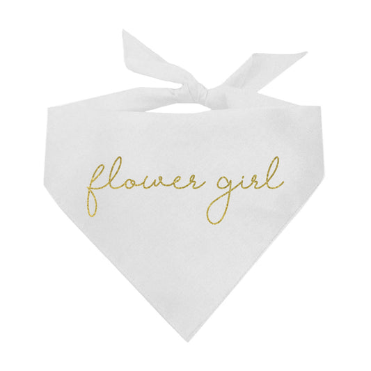 Flower Girl (Gold) Wedding Triangle Dog Bandana