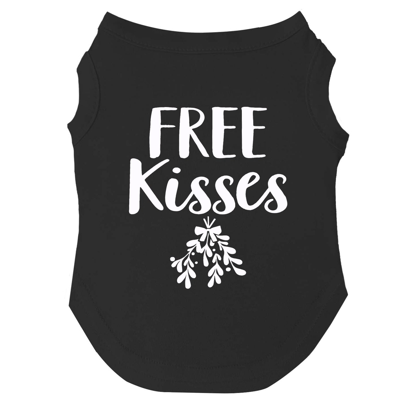 Free Kisses Mistletoe Dog Tee | Holiday Pet Shirt | Soft Cotton Blend | Made in USA