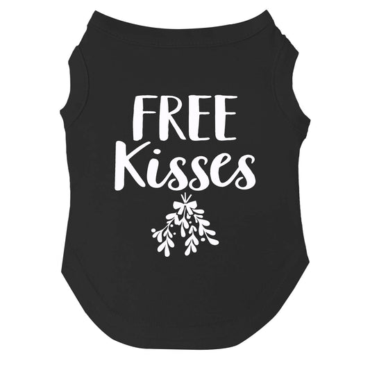 Free Kisses Mistletoe Dog Tee | Holiday Pet Shirt | Soft Cotton Blend | Made in USA