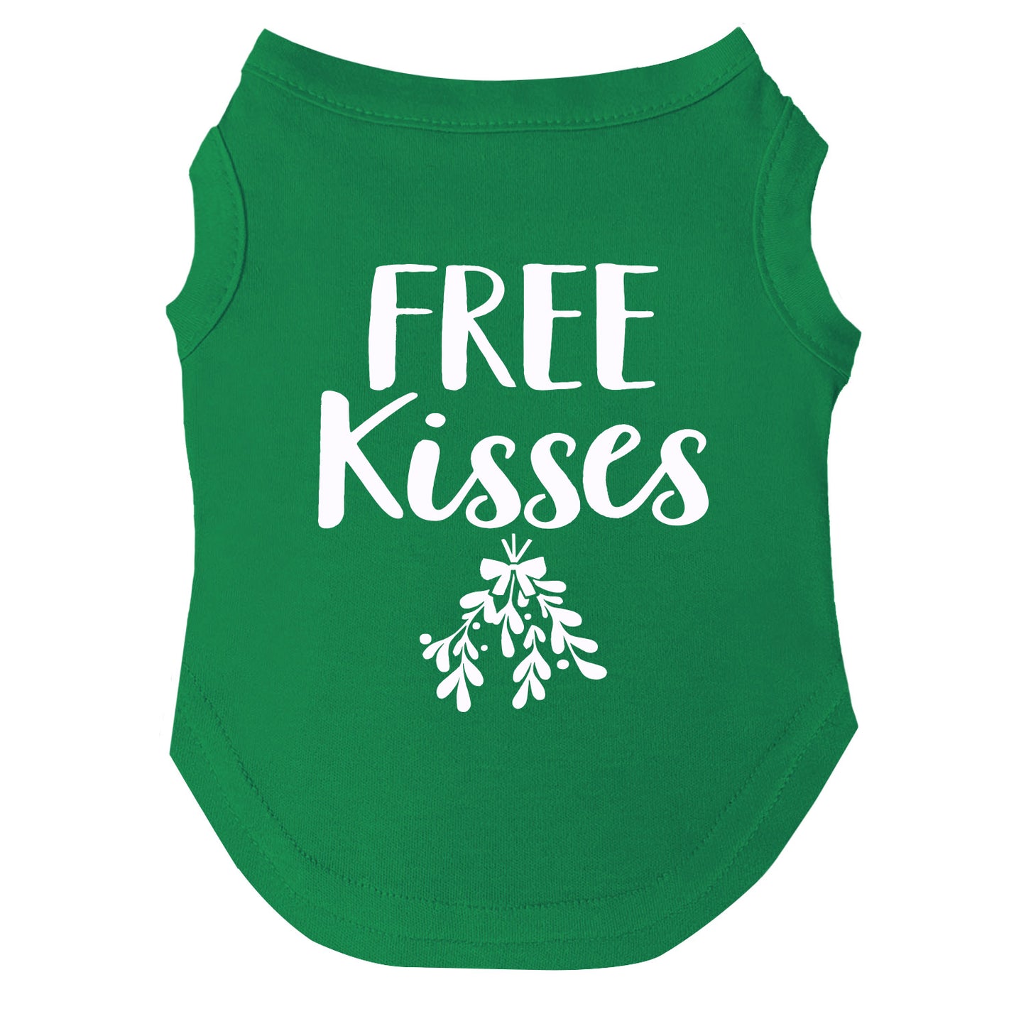 Free Kisses Mistletoe Dog Tee | Holiday Pet Shirt | Soft Cotton Blend | Made in USA