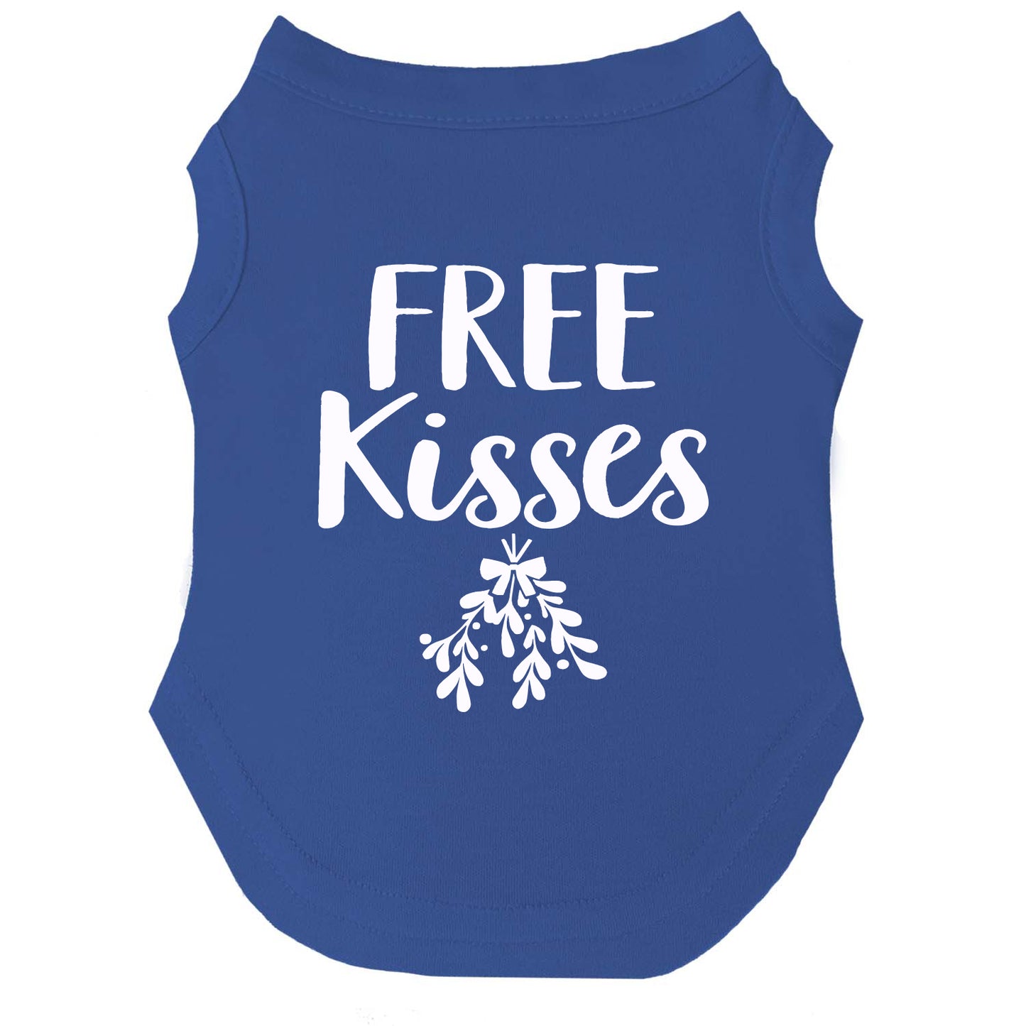 Free Kisses Mistletoe Dog Tee | Holiday Pet Shirt | Soft Cotton Blend | Made in USA