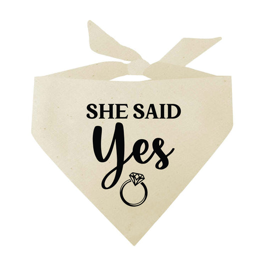 She Said Yes (Black) Wedding Triangle Dog Bandana