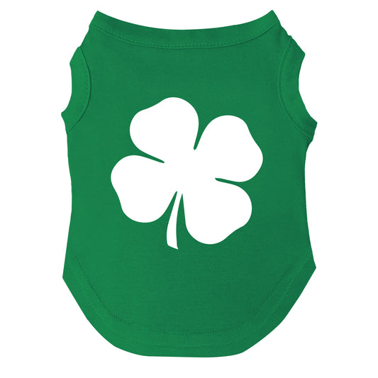 Shamrock Dog Tee (White) | Soft Cotton Blend | Made in USA | St. Patrick’s Day Pet Outfit