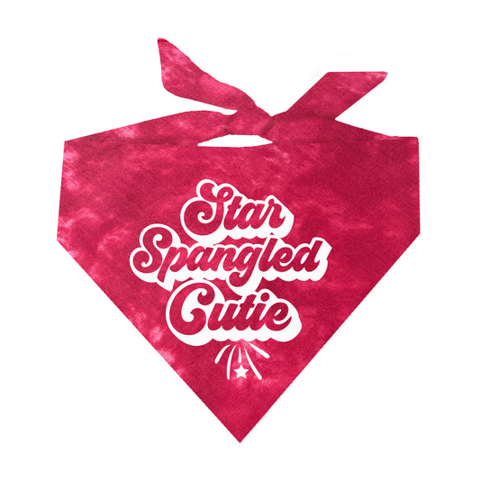 Star Spangled Cutie Scrunch Tie Dye Pattern Triangle Dog Bandana