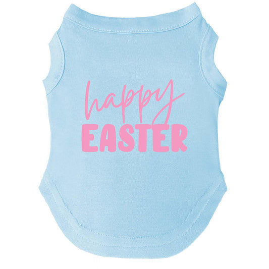 Happy Easter Dog Tee (Pink) | Soft Cotton Blend | Made in USA | Easter Pet Outfit