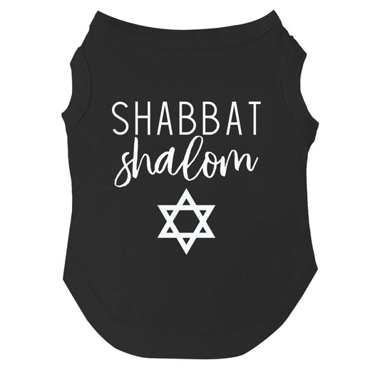 Shabbat Shalom Dog Tee | Soft Cotton Blend | Made in USA | Jewish Holiday Pet Outfit