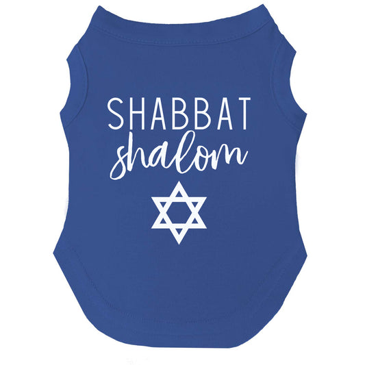 Shabbat Shalom Dog Tee | Soft Cotton Blend | Made in USA | Jewish Holiday Pet Outfit