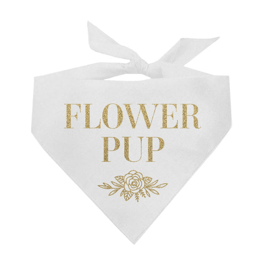 Flower Pup With Flower In Gold Triangle Dog Bandana