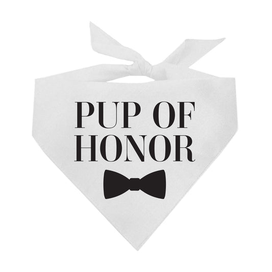 Pup Of Honor With Bowtie Triangle Dog Bandana