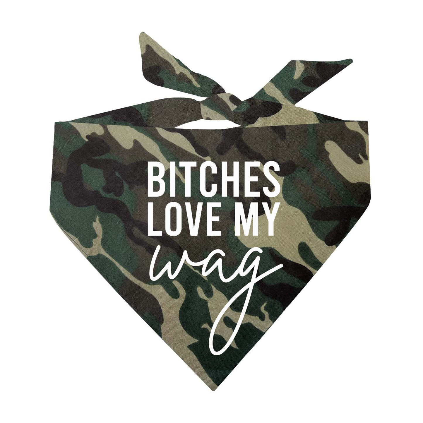 Bitches Love My Wag Triangle Dog Bandana (Assorted Colors)