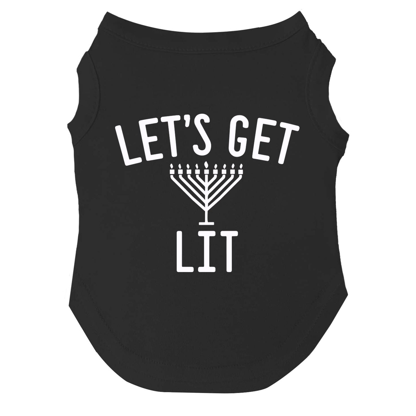 Let’s Get Lit Dog Tee | Hanukkah Pet Outfit | Soft Cotton Blend | Made in USA